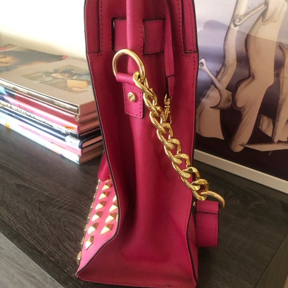 Michael Kors Luxury Studded Large HAMILTON Tote/Bag Pink Limited Edition $1500 - Picture 5 of 14